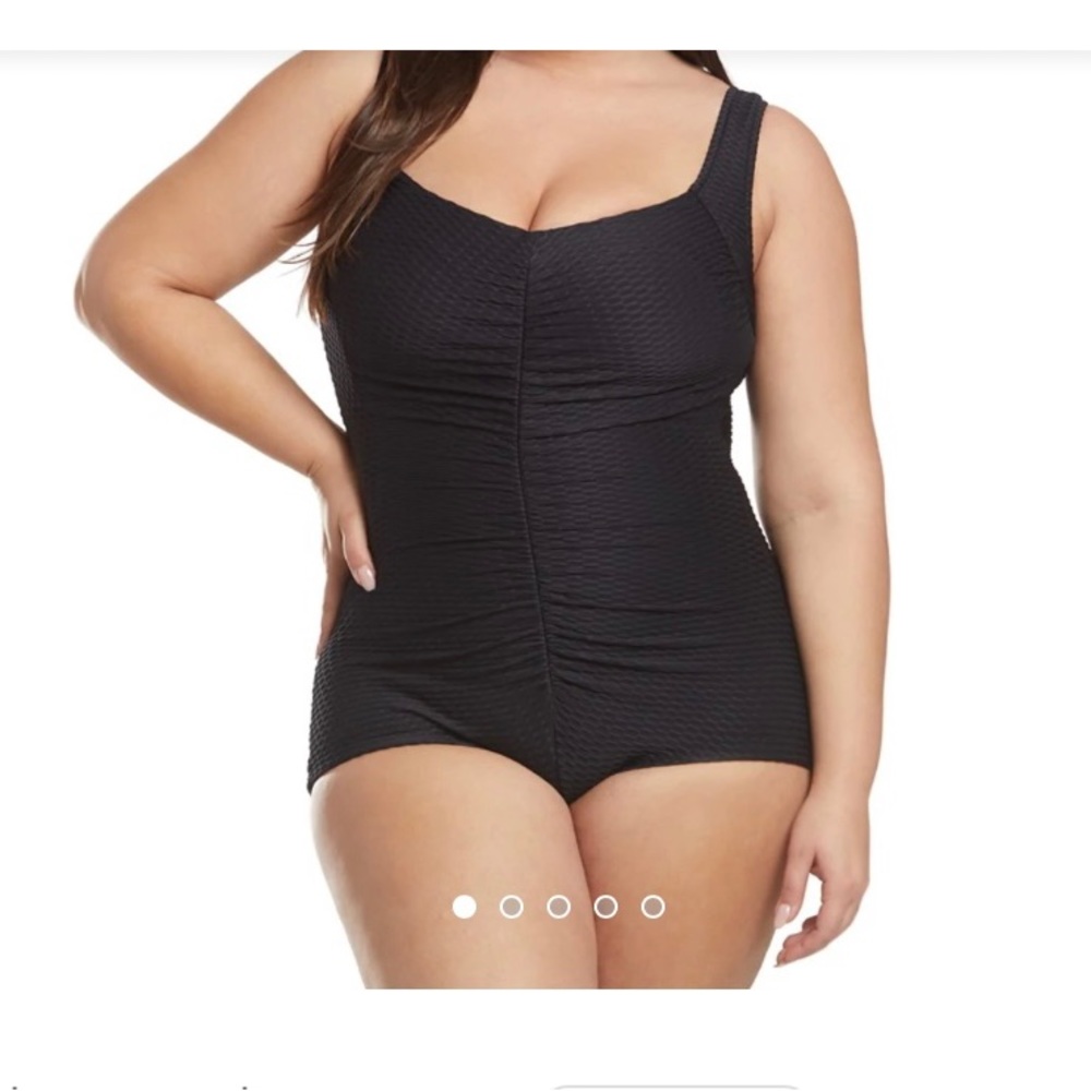 Maxine black shirred 1 piece swimsuit